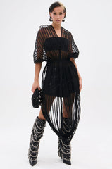 RIPPLING SHEER HALTER TOP