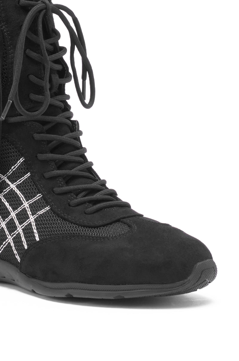 AZALEA WANG ZITHER BLACK FLAT FRINGE BOOTIE