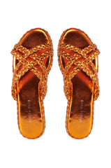 AZALEA WANG AMMON ORANGE METALLIC BRAIDED SANDAL