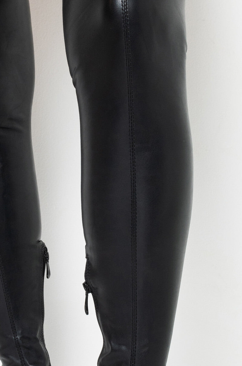 AZALEA WANG ATTENTION ON ME FITTED OVER THE KNEE FLAT BOOT