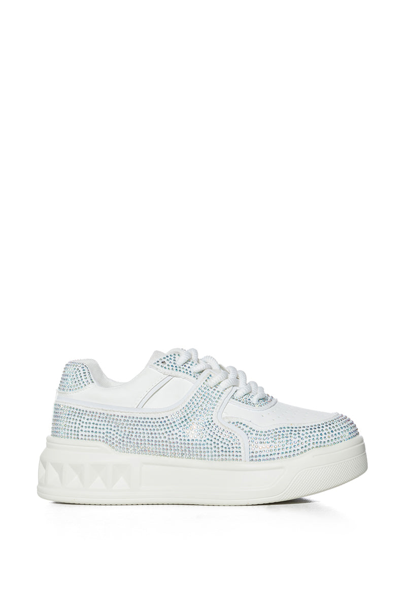 AZALEA WANG BALL GAME SILVER RHINESTONE SNEAKER