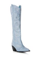 AZALEA WANG LOUELLA DENIM EMBELLISHED WESTERN BOOT