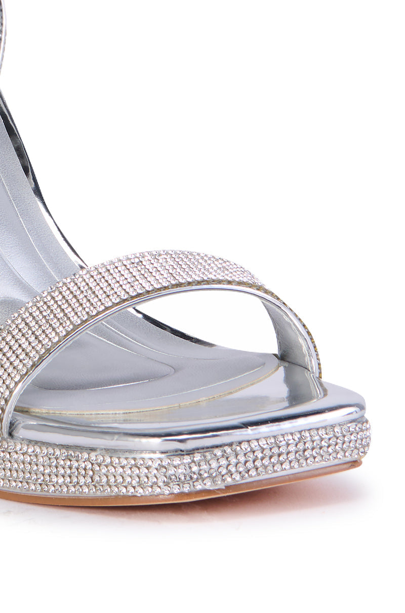 AZALEA WANG MALVIE SILVER CHUNKY RHINESTONE SANDAL