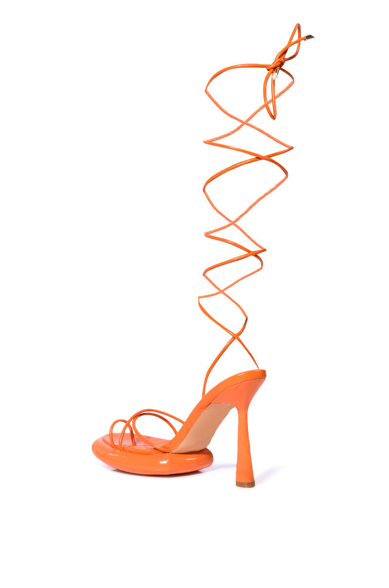 AZALEA WANG ACCURATE PATENT SANDAL IN ORANGE