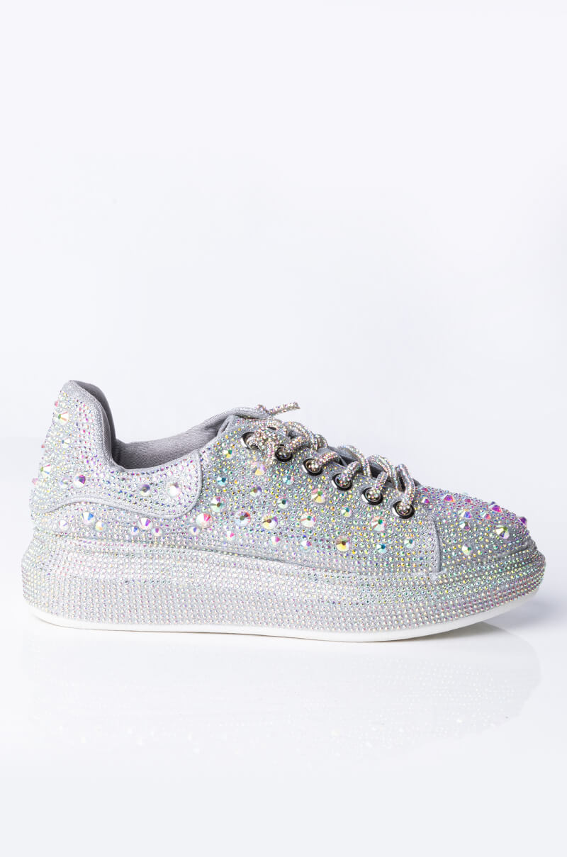 AZALEA WANG STOP AND STARE FLAT SNEAKER IN SILVER