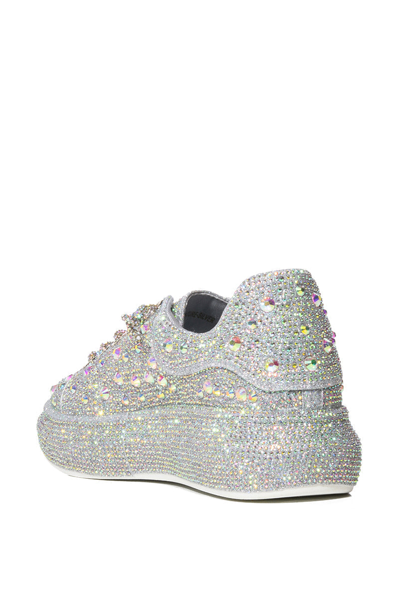 AZALEA WANG STOP AND STARE FLAT SNEAKER IN SILVER