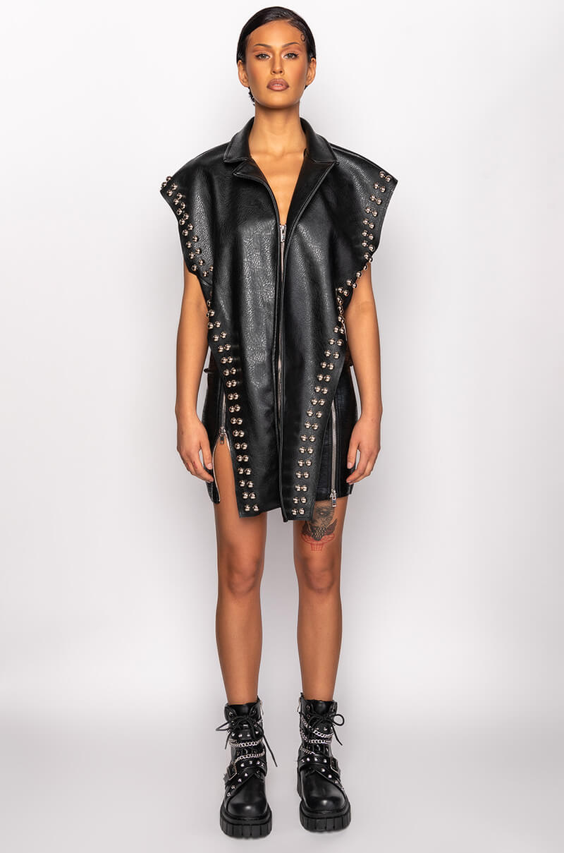 AZALEA WANG YOU ALREADY KNOW MOTO VEST WITH FRONT DRAPE