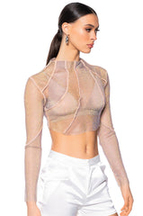 AZARIA RHINESTONE MESH TOP
