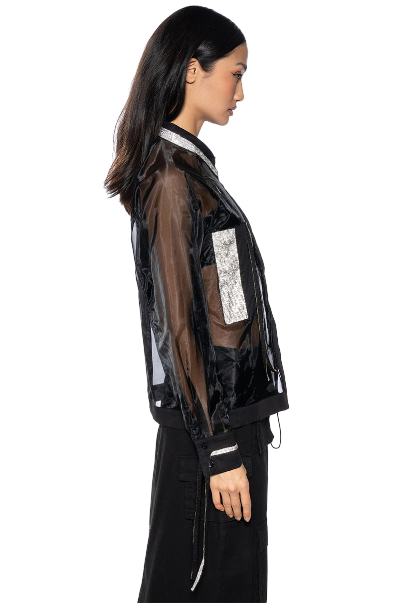 BUSINESS IN THE FRONT SHEER BLOUSE