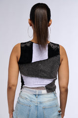 CHAOTIC BEAUTY RHINESTONE PATCHWORK TOP