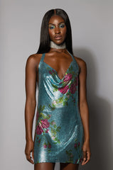 LANA FLORAL CHAINMAIL MINI DRESS