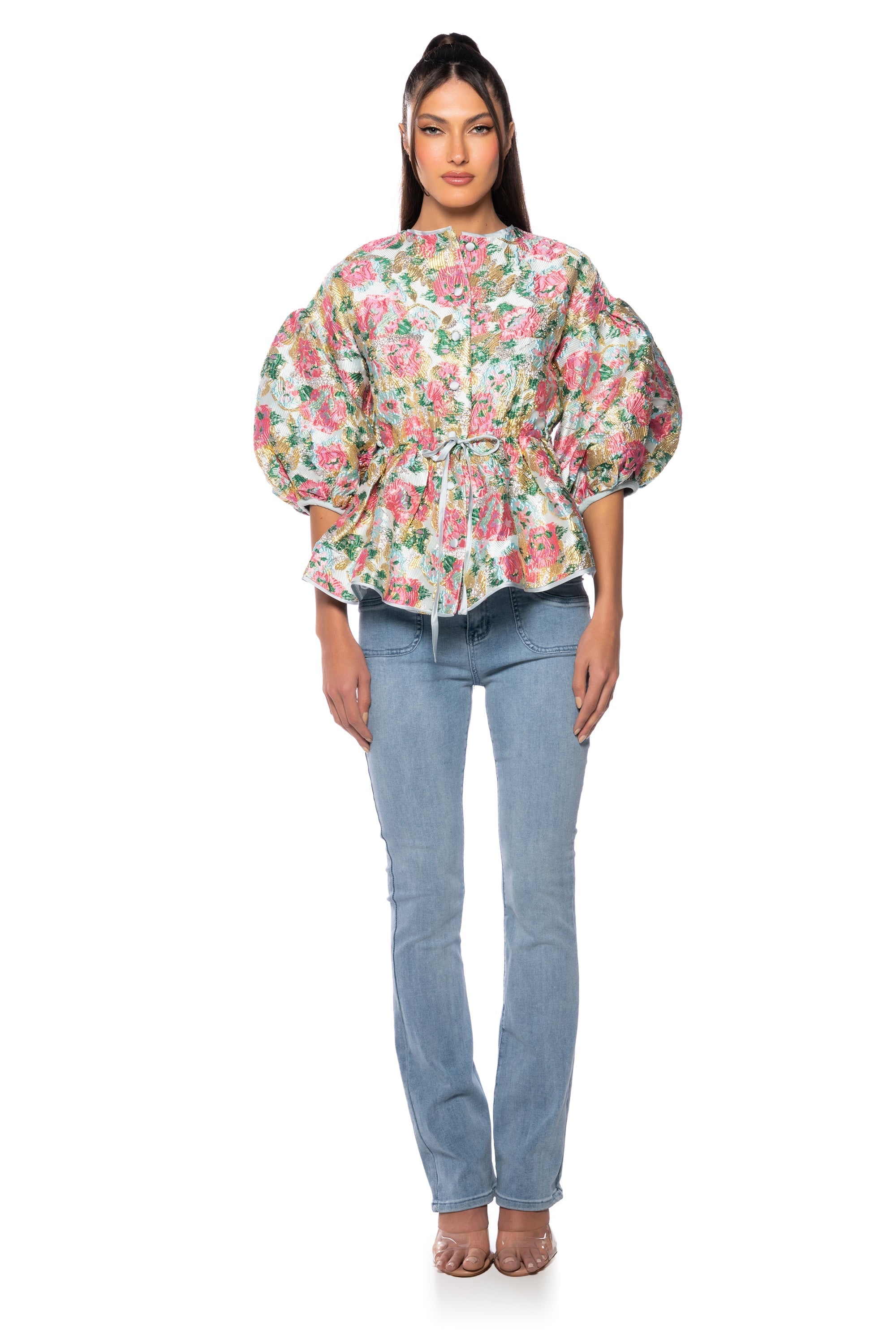 FIELD OF ROSES BROCADE BLOUSE