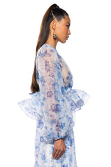 GARDENIA CHIFFON TIE FRONT BLOUSE