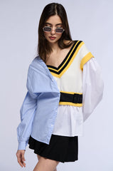 INFINITY LONG SLEEVE POPLIN SWEATER TOP