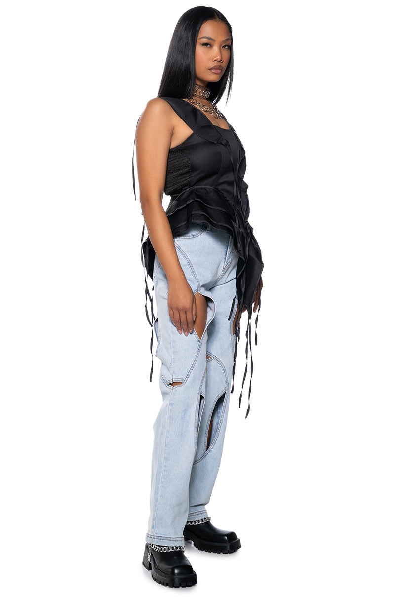 INTO THE NIGHT SATIN EFFECT SLEEVELESS BLOUSE