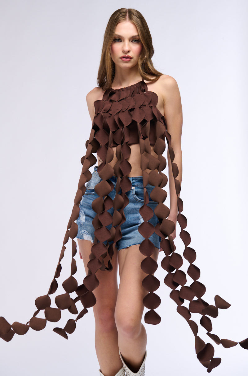 LIGHTS FLASHING HALTER TIE NECK TOP