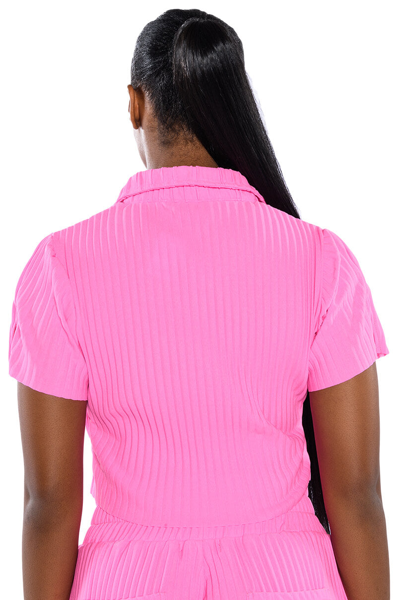LUCY SHORT SLEEVE BUTTON DOWN IN PINK