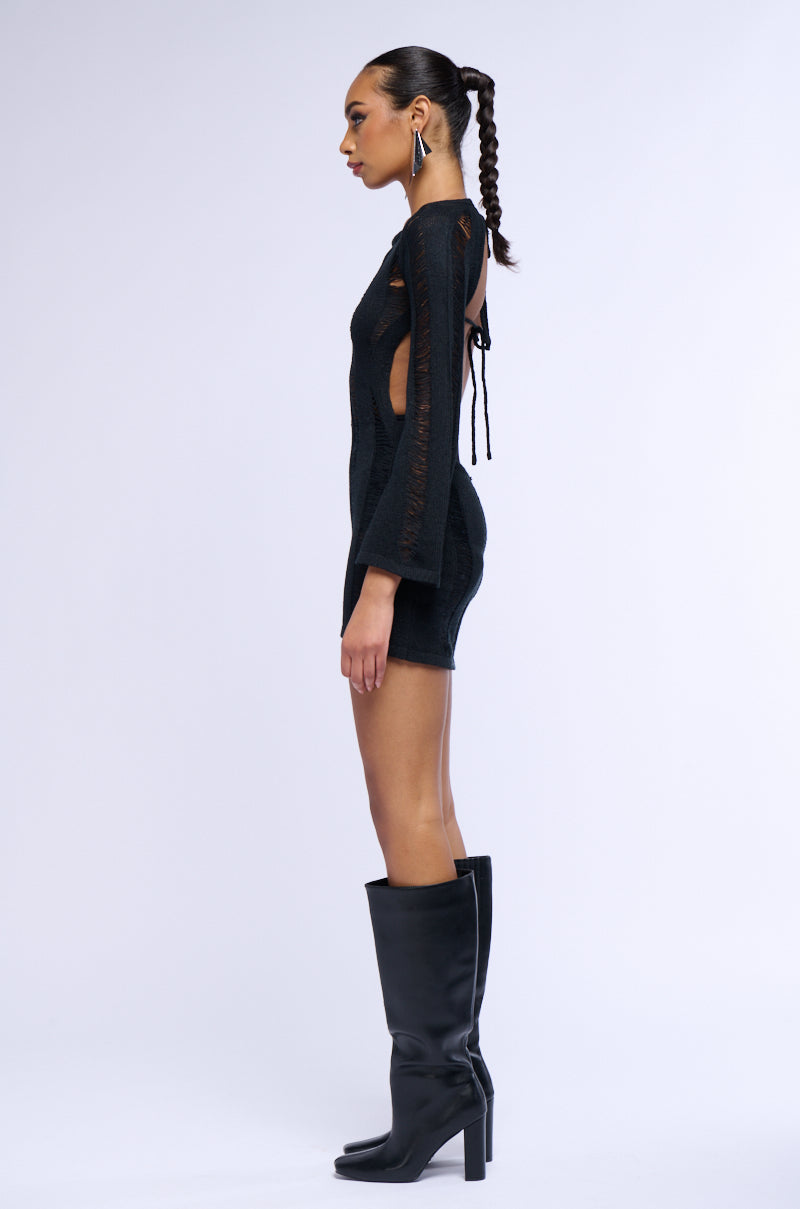 NOTHING PHASES ME KNIT MINI DRESS IN BLACK