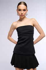 PURE BEAUTY SIDE ZIP TUBE TOP SHIRT IN BLACK