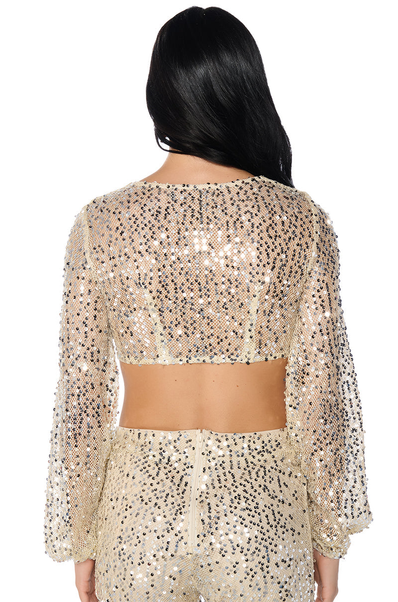 RIGHT DECISION SEQUIN TIE AROUND TOP