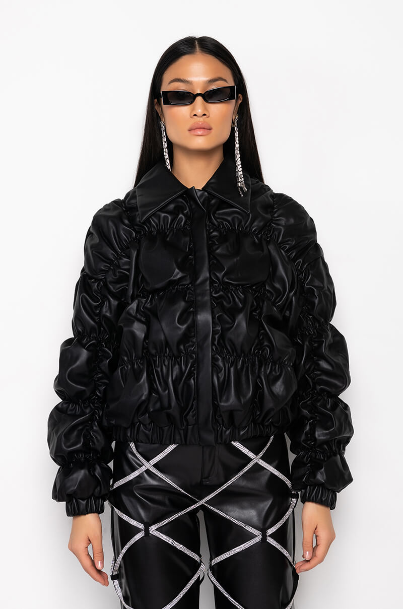 RUCHED PU JACKET