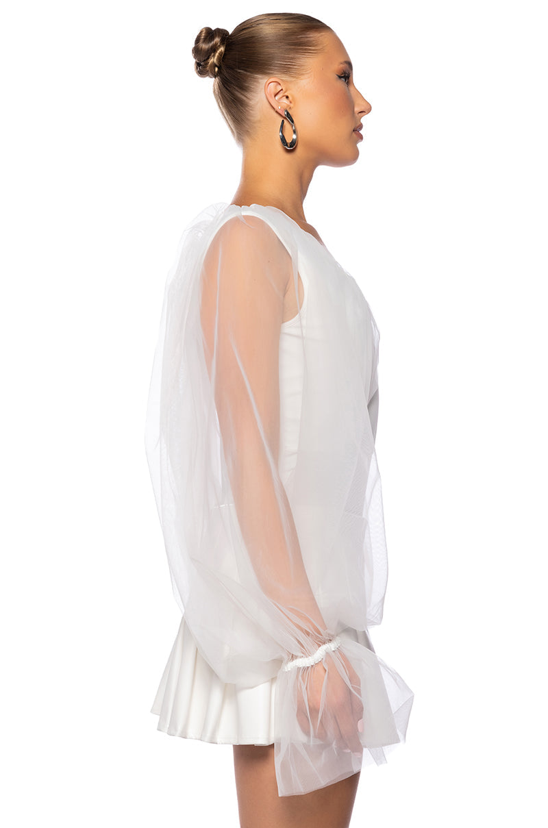 SCOUT DEEP V SHEER SLEEVE BODYSUIT