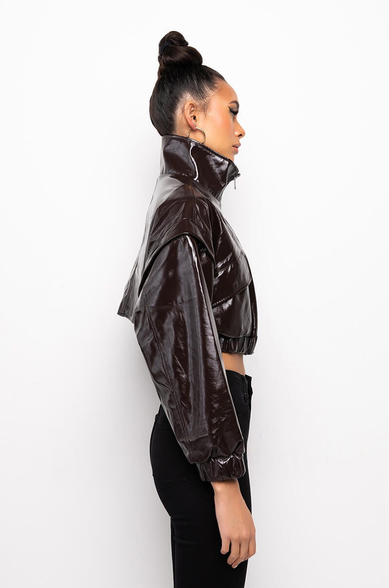 SATURDAY NIGHT PATENT ZIP UP BOMBER