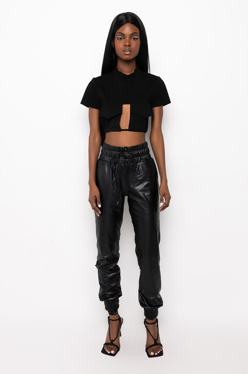 SLIM THICC FAUX LEATHER JOGGER
