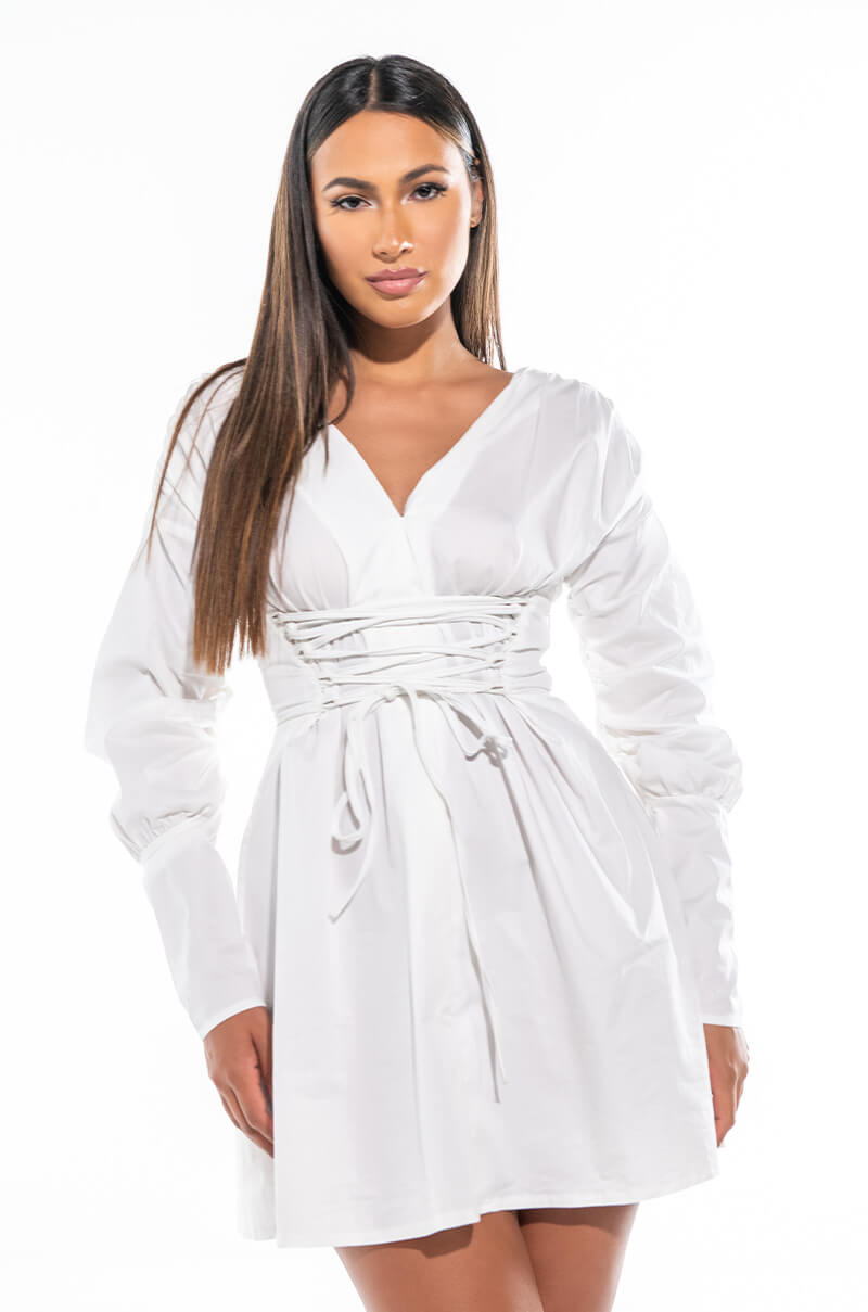 STICK WITH ME MINI DRESS WITH LACE UP