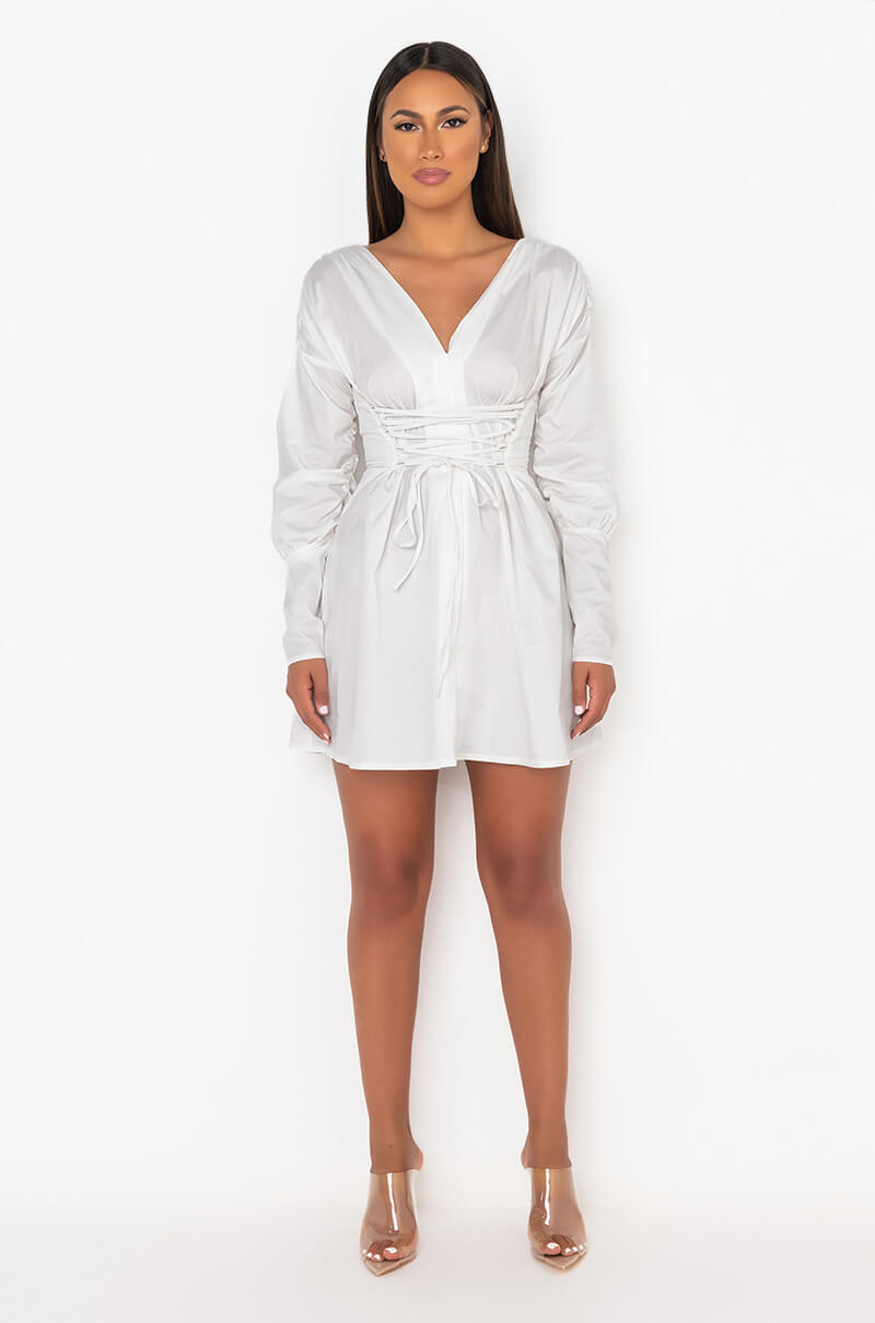 STICK WITH ME MINI DRESS WITH LACE UP