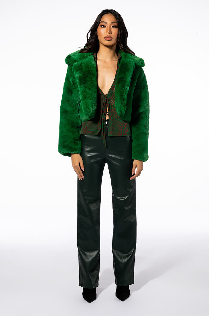 TE QUIERO HIGH RISE VEGAN LEATHER STRAIGHT LEG PANTS