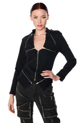 THE LYDIA ZIP UP DENIM JACKET TOP