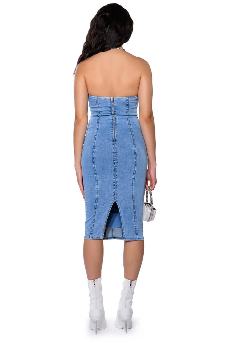 THOSE WHO GET IT DENIM MIDI DRESS
