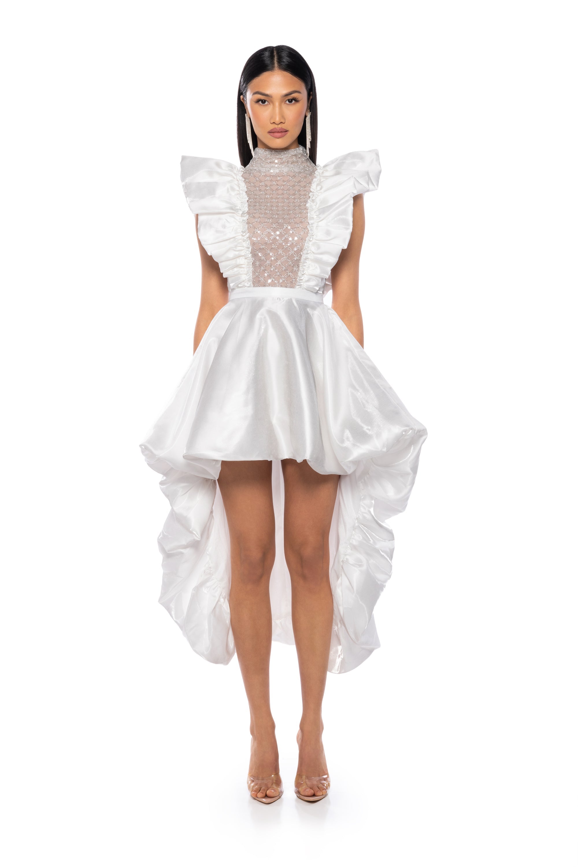 ULTIMATE STUNNA RUFFLE MINI DRESS