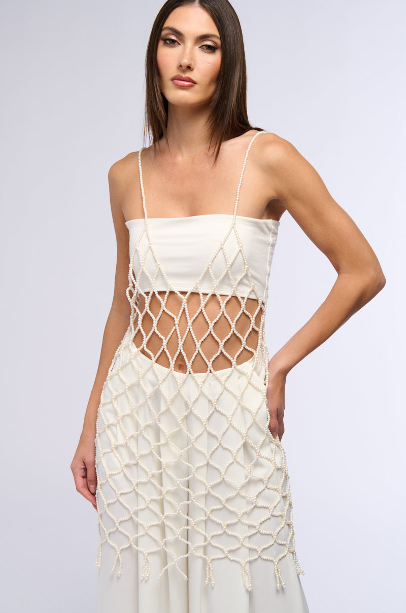 URSULA PEARL BEADED MIDI DRESS